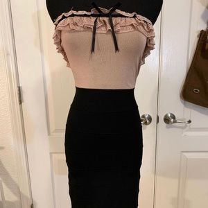 Black/pink bodycon cocktail dress